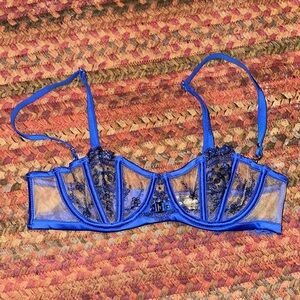HONEY BIRDETTE BLUE GABRIELLE SEXY LUXURY LINGERIE BRA SHEER